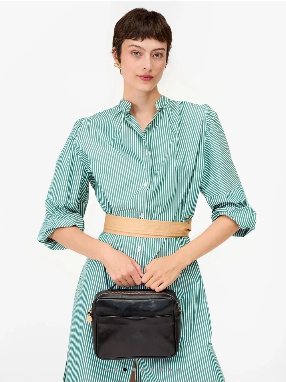 Clare V. Midi Sac in Black Leather with Braided Shoulder Strap - Picture 4 of 16